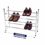 18 pair 3 tier expandable/ stack shoe rack