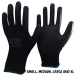 8'' - 13G Black Nylon Black PU Smooth Finish Gloves