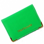 Shiny Leather Green PU Bus Pass Holder with Zip (GHS1510)