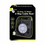 4 Way 13amp 15m Cable Reel