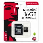 Kingston Micro SD 16GB Memory Card with Adaptor (SDCS/16GB) Class 10