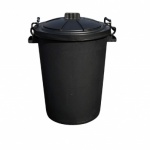 85 Ltr Black Dustbin + Metal Clip