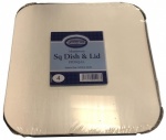 Foil 24cmX24cm Square dish and lid pk of 4