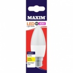 6w = 40w =  470 lumens - Maxim - LED - Candle - BC - PA - Pearl - Cool White - Shrink Wrapped 10's