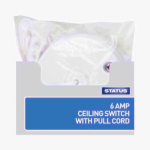 6 amp - Ceiling Switch - Pull Cord - 2 way - White - Status - 1 pk - in Poly Bag - in Colour CDU