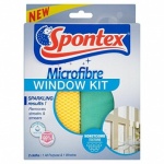 Spontex Microfibre Window Kit 2 Cloths
