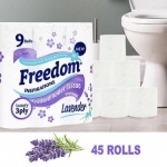 Freedom 45 Rolls Of LAVENDER Toilet Paper 3Ply  9pk x 5
