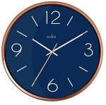 Acctim Landon Design Copper Effect Wall Clock with Navy Blue Dial 25cm (29499)