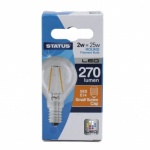 STATUS 2w = 25w = 270 lumens -  Filament LED - Round - ES - Clear - Warm White -  1 pk - in a Clam Shell - in White