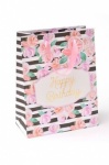 ED GIFT BAGS, BIRTHDAY STRIPES MEDIUM, PK OF 6