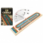 M.Y SOLID WOOD CRIBBAGE BOARD & PLAYING CARDS