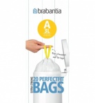 Brabantia Bin Liners, Rolls (White) PerfectFit Bags A, 3 litre [20 bags per roll]