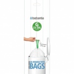 Brabantia Bin Liners, Rolls (White) PerfectFit Bags G, 23-30 litre [20 bags per roll]