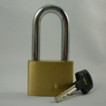 Tri-Circle Long Shackle Brass Plated 50mm  Padlocks(L265)