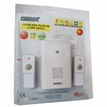 ****Omega Mains Plug In Wireless Door Chime Set With Twin Bell Push White (17322)