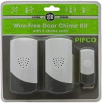 Pifco Wirefree Door 2pc Chime Set With One Bell Push Plug In