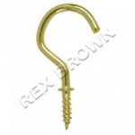 3/4'' Brass Plated Cup Hooks - Pre Pack 4pcs