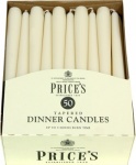 Prices Tapered Dinner Candle Unwrapped 50pk Ivory