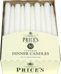 Prices Tapered Dinner Candle Unwrapped 50pk White