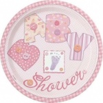 8 Baby Pink Stitching 9'' Plates