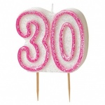 Glitz Pink Numeral 30 Candle