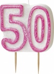 Glitz Pink Numeral 50 Candle