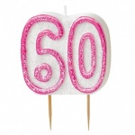 Glitz Pink Numeral 60 Candle