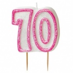 Glitz Pink Numeral 70 Candle
