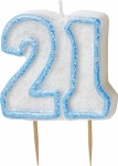 Glitz Blue Numeral 21 Candle