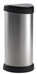 Curver Deco Bin - Touch Top Lid - 40L  Silver/Black Lid